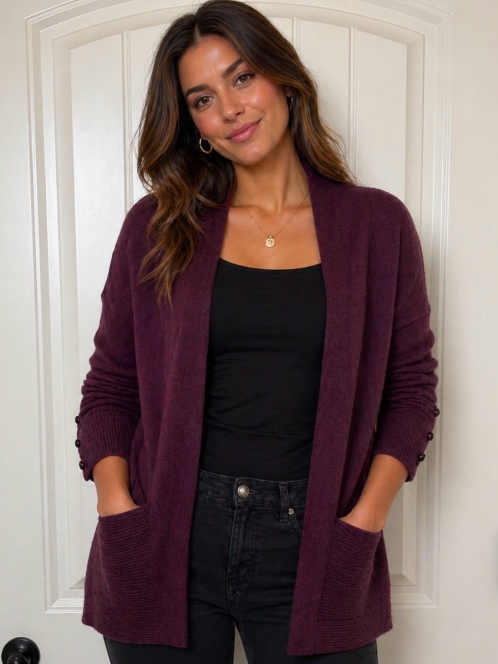 Volution cardigan sweater maroon size XS NWT